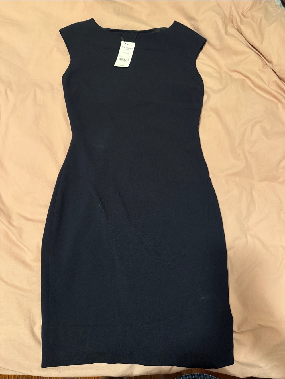 LK Bennett Navy Cap-Sleeve Midi Sheath Dress